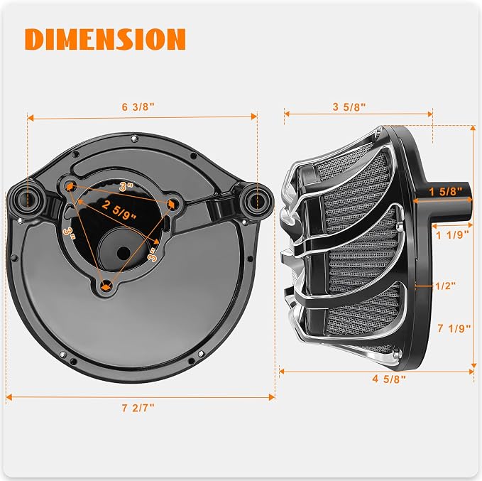 High Flow Air Cleaner Intake Filter Kit Air Filters Cover Drift Style - Image 3
