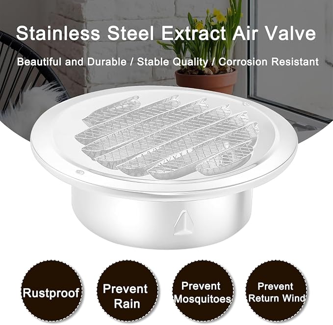 Zonon 24 Pcs Stainless Steel Soffit Vents 4 Inch Round Dryer Vent Cover - Image 7
