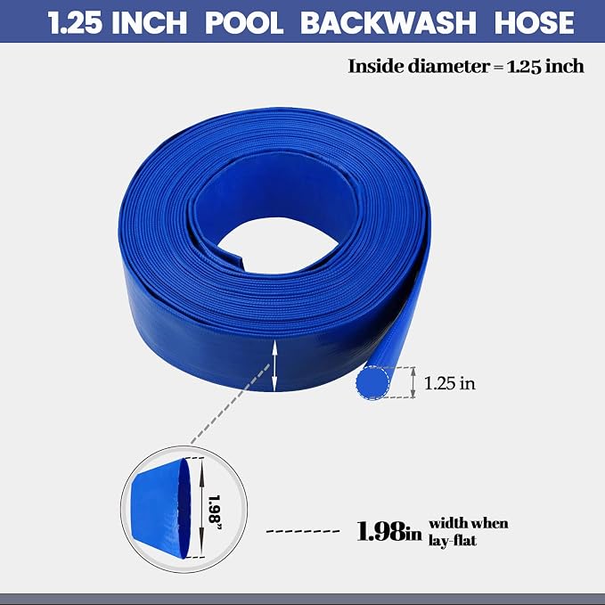 Eastrans 1-1/4''x100ft Blue PVC Lay-Flat Backwash Hose - Image 3