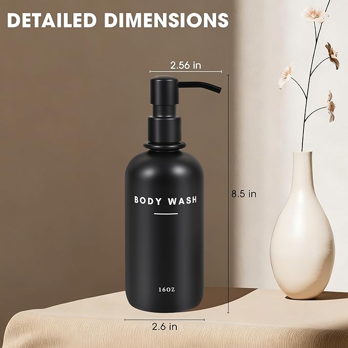 Set of 3 Shampoo and Conditioner Dispenser - 16oz Durable Shower Soap Dispenser and Shampoo Bottles - Easy to Refill Bathroom Decor