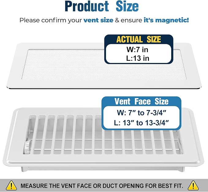 Magnetic Vent Covers with Vent Screen 7x13 Inch, Ceiling Air Vents to Block Dust - Image 2