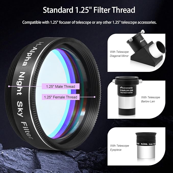Astromania Telescope Filter, 1.25 Inches Narrowband Hydrogen Alpha Filter - Image 5