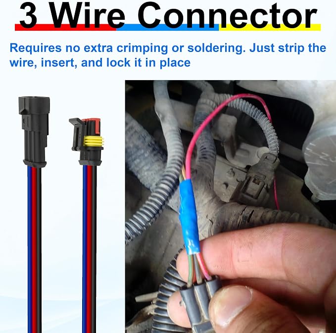 5Pcs 3 Pin Connector, 16AWG Car Waterproof Electrical Connectors, Quick - Image 6