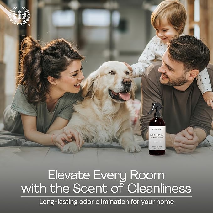 Muse Apothecary Home Ritual Active Odor Eliminator Spray - Furniture Deodorizer Spray & Bathroom Odor Eliminator for Home - Essential Oil Air Freshener - 8oz, Tonka Bean + Amber + Warm Cedarwood, 2