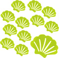 12 Pcs Non Slip Bathtub Stickers Green Adhesive Decals Sea Shell Shape Shower Stickers for Floor, Ladders, Bath Tub, Stairs, Bathroom