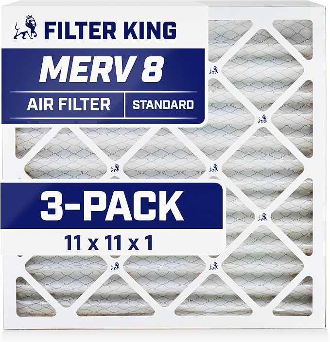 Filter King 11x11x1 Air Filter | 3-PACK | MERV 8 HVAC Pleated A/C Furnace by FilterKing