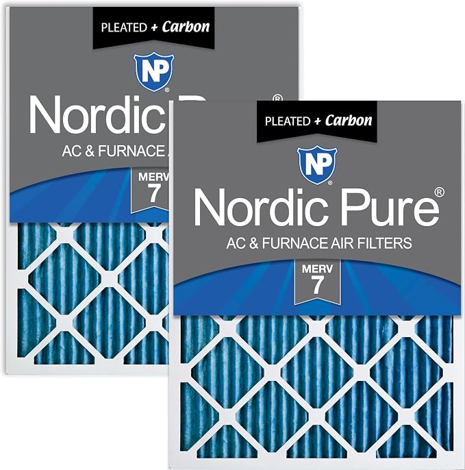 Nordic Pure 16x25x1 Pleated Air Filters MERV 7 Plus Carbon 2 Pack by NordicPure