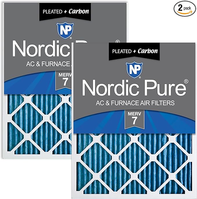 Nordic Pure 18x24x1 Pleated Air Filters MERV 7 Plus Carbon 2 Pack by NordicPure