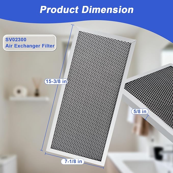 2-Pack Air Exchanger Filter 15-3/8 X 7-1/8 X 5/8 Inches Compatible - Image 2