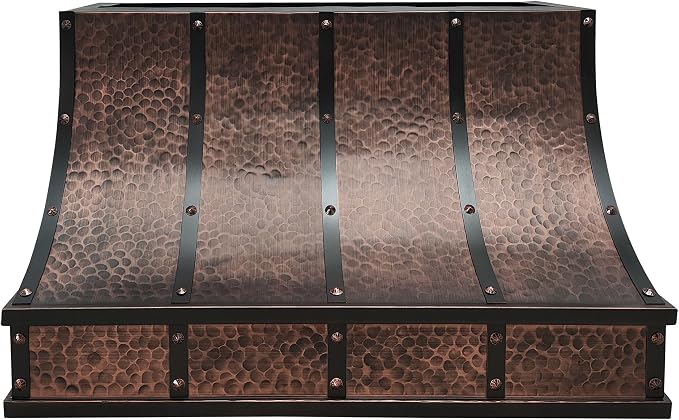 CT Copper Tailor Sloped Copper Vent Hood Island Mount, 1260 CFM Exhaust Fan by CTCopperTailor
