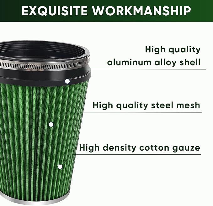 6" 152mm Cold Air Intake Filter Clamp-On Replacement High Flow Inlet Air Filter - Image 3