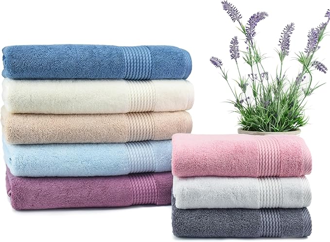 EastNBlue Lara Premium Towel Set 6 Piece - Soft & Highly Absorbent Bathroom Towel Set, 100% Luxury Turkish Cotton, Flannel Bath Towels, 1 Bath Towel, 1 Hand Towel, 4 Washcloths - White