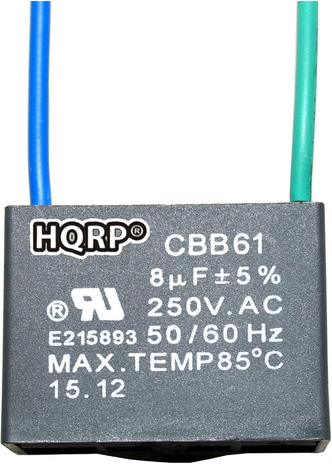 HQRP 2-Pack Ceiling Fan Capacitor CBB61 8uf 2-Wire UL Listed - Image 2