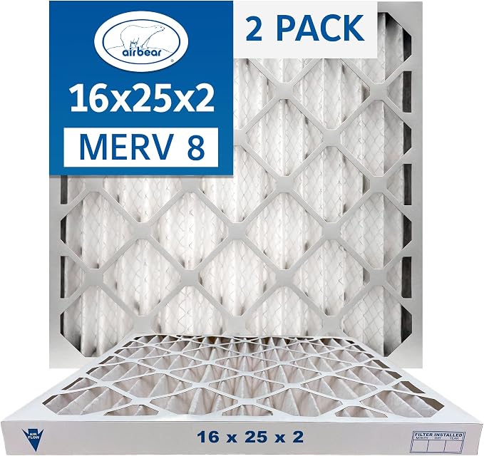 16x25x2 Air Filter MERV 8 TRION Air Bear Pleated HVAC Air Filter Replacement by Trion