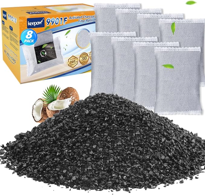 KEEPOW 8 Pack Activated Charcoal Odor Absorber Filter Refills by KEEPOW