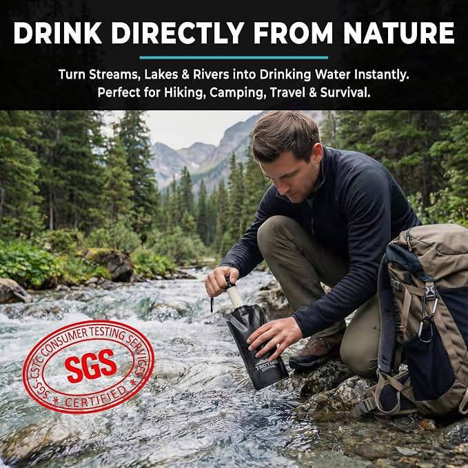 2-Pack Tactiko Survival 20oz/600ml Filtered Water Bottle Kit - Image 3