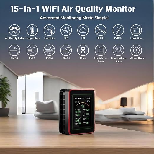 WiFi Smart Air Quality Monitor: 15-in-1 Indoor Air Quality Meter Detects PM - Image 2