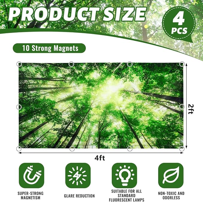 Hortsun 4 Pack 4 x 2 Feet Fluorescent Light Covers, Magnetic Light Filters - Image 2