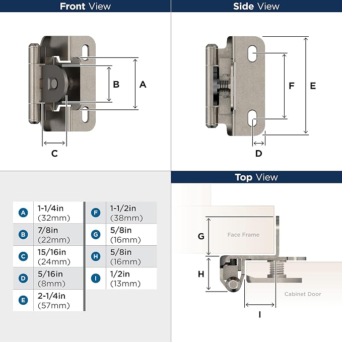 Amerock BPR871914 | Cabinet Hinge | 1/2 inch Overlay Single Demountable | - Image 4