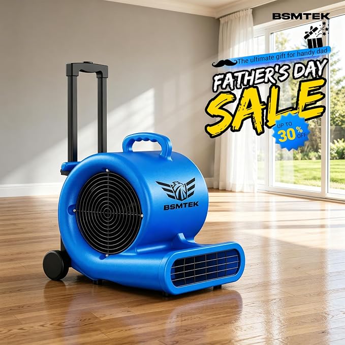 5000 CFM 1HP Air Mover Blower Fan, Floor Blower Dryer, 3 Speeds, 4 Adjustable - Image 8