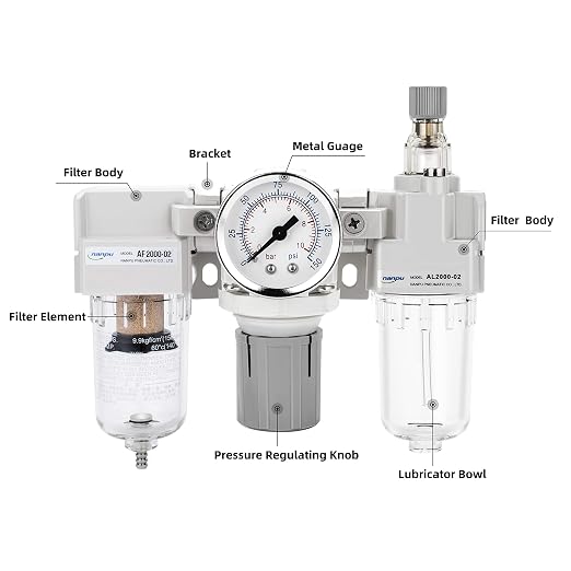 NANPU 1/4" NPT Air Filter, Regulator & Lubricator Combo - Image 2