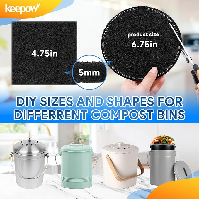 KEEPOW 12 Pack Compost Bin Filter - Image 2