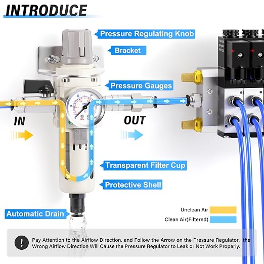 TAILONZ PNEUMATIC 1/2 Inch NPT Automatic Drain Air Filter Pressure Regulator - Image 3