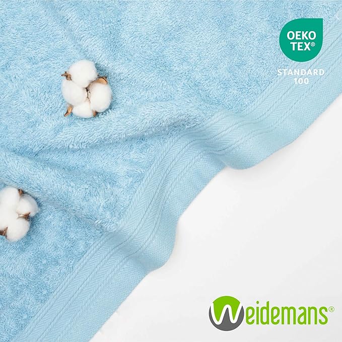 100% Cotton Washcloths Set 13” x 13” | Sky Blue Towels | Set of 12 Ultra Soft and Highly Absorbent Washcloths Sets for Bathroom, Gym, Hotel, Spa | Machine Washable Face Towel