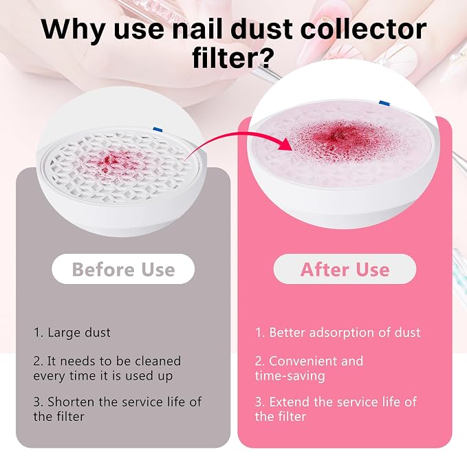 200 Sheets Nail Dust Collector Filter Paper Disposable Nail Dust Filters - Image 5