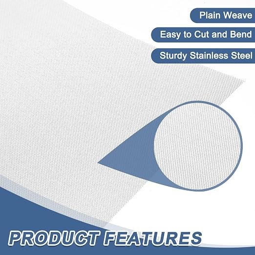 uxcell 50 Mesh 79" x 12" Woven Wire Mesh, 304 Stainless Steel Air Vent Filter - Image 3