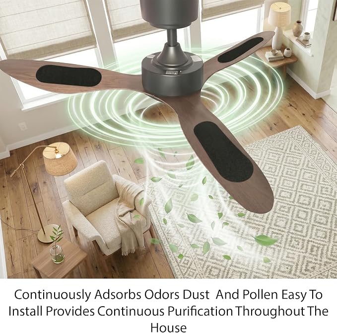 25 PCS Ceiling Fan Blade Filters, Washable Coconut Carbon Air Filter Dust - Image 3
