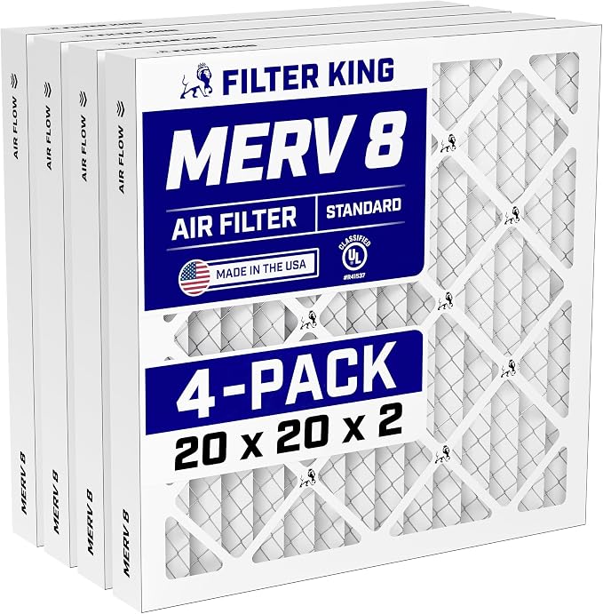 Filter King 20x20x2 Air Filter | 4-PACK | MERV 8 HVAC Pleated A/C Furnace by FilterKing