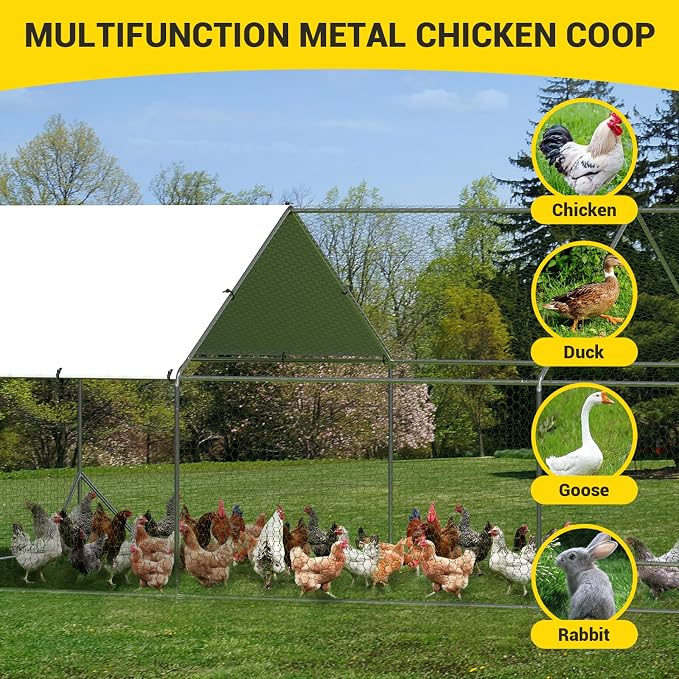 9.8X19.7x6.6FT, Large Walk in Chicken Run Pen Cage, Metal Coop Clearance - Image 5