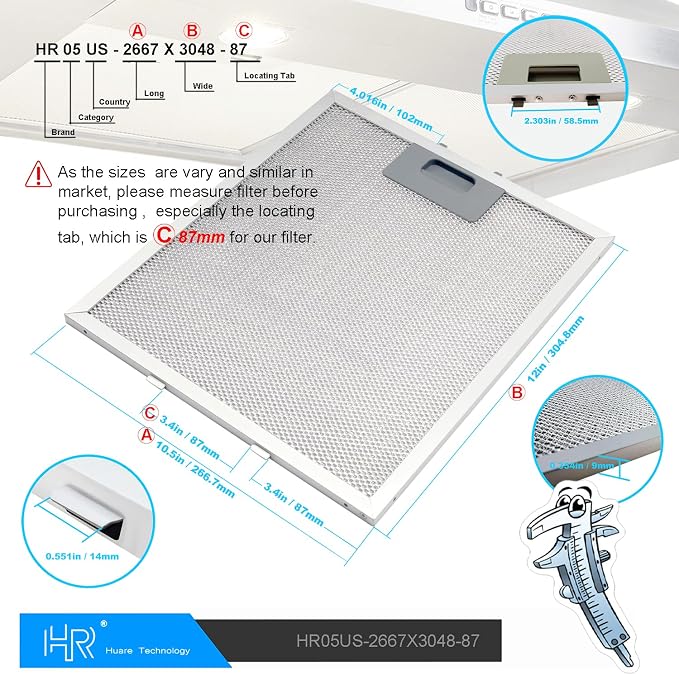 W10169961A Range Hood Filter Replacement, Fits Whirlpool, Kitchen Aid, Jenn Air - Image 4