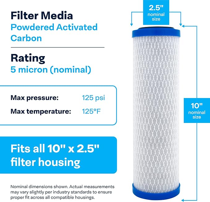 SpiroPure 10x2.5 Carbon Block Water Filter EP-10 155531-43 CB-25-1005 - Image 3