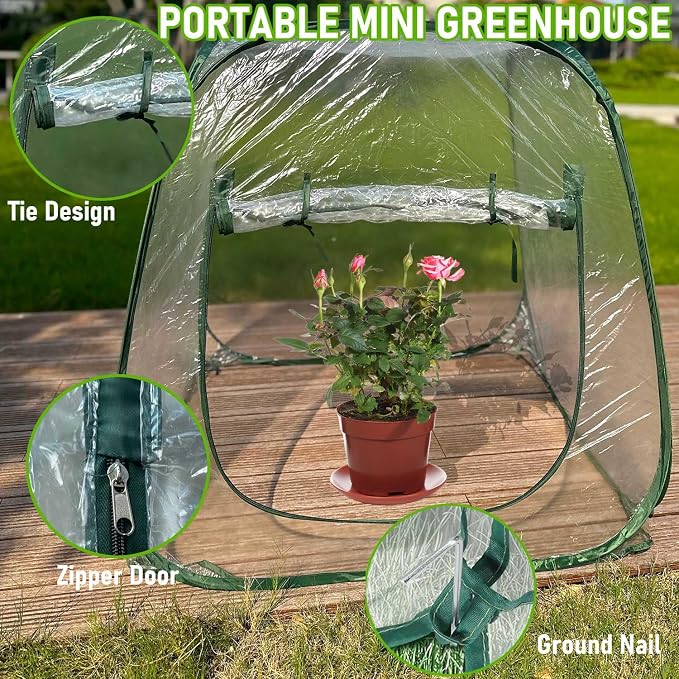 Plant Mini Greenhouse Pop Up Greenhouse Covers, Transparent Freeze Protection - Image 4