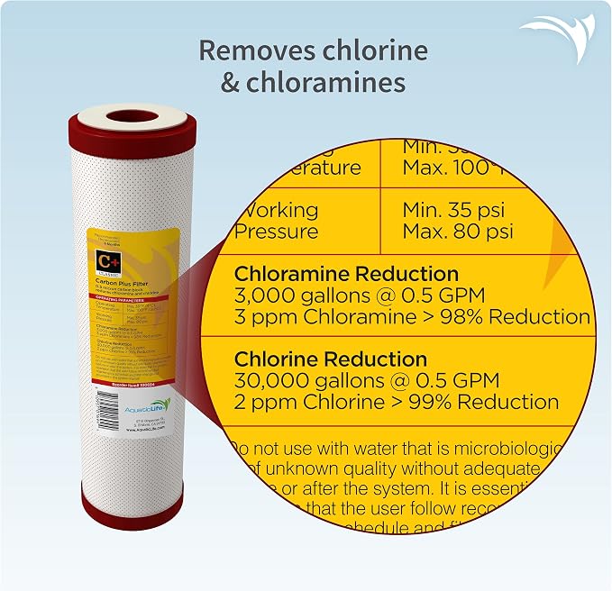 AQUATICLIFE Carbon Plus 10” Carbon Block Water Filter Chlorine Chloramine - Image 5