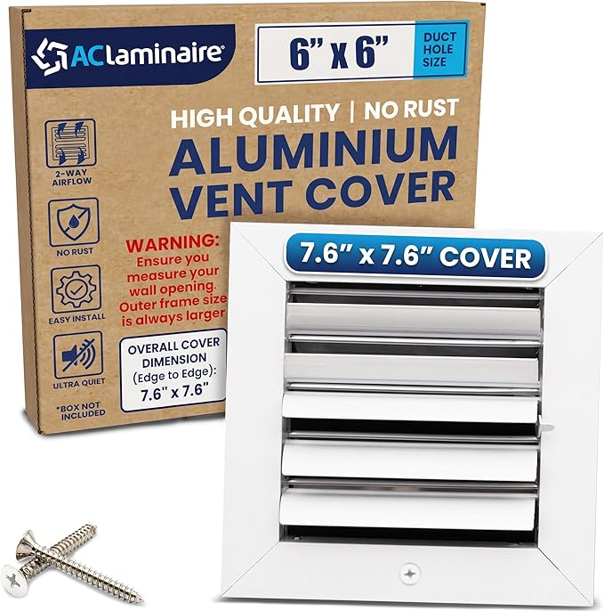 6x6 Aluminum 2-Way Air Vent Register HVAC Duct Cover Wall Ceiling Quiet by ACLAMINAIRE
