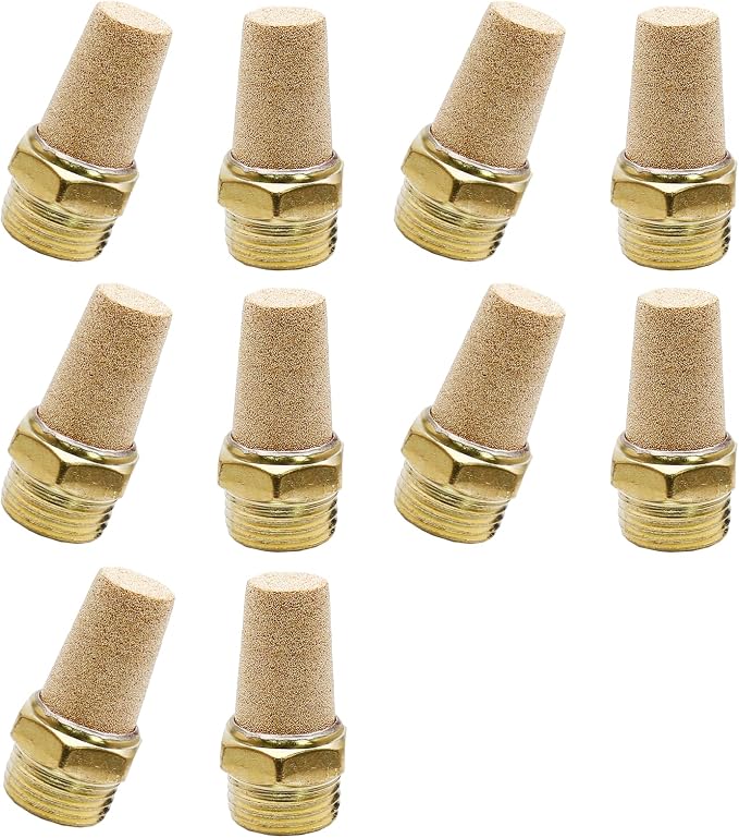 Zorfeter 10pcs Pneumatic Brass Exhaust Muffler Filter, 1/8" NPT Male Thread Hex - Image 6