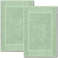 White Classic Luxury Bath Mat Floor Towel Set - Absorbent Cotton Hotel Spa Shower/Bathtub Mats [Not a Bathroom Rug] 22"x34" | 2 Pack | Green