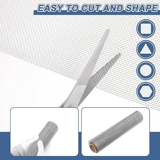 uxcell 16 Mesh 39" x 12" Woven Wire Mesh, 304 Stainless Steel Air Vent Filter - Image 4