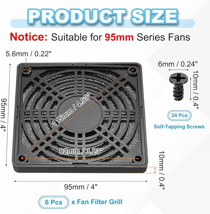 PATIKIL 90mm Fan Filter Grill - Image 2