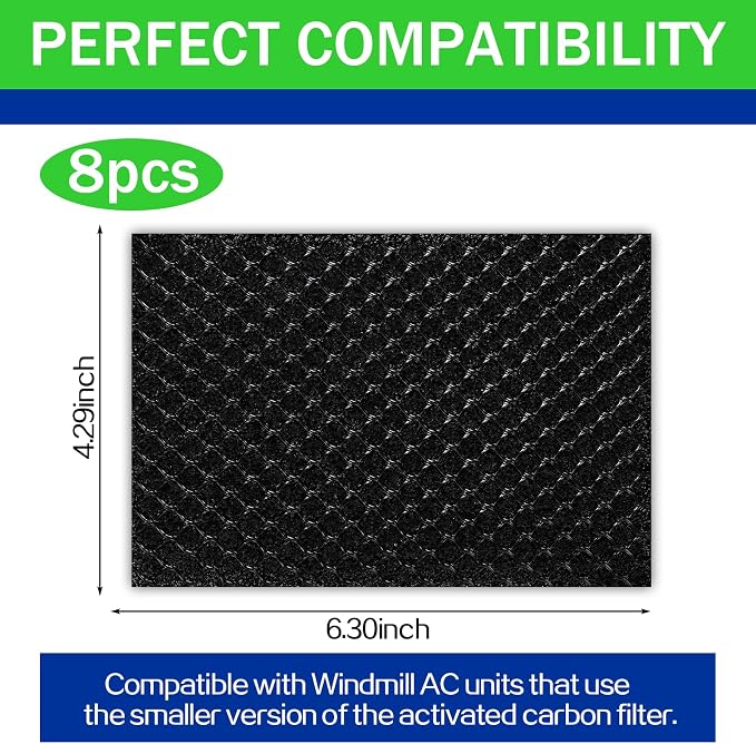 Glooglitter 8 pack Air Conditioner Activated Carbon Replacement Filters - Image 2