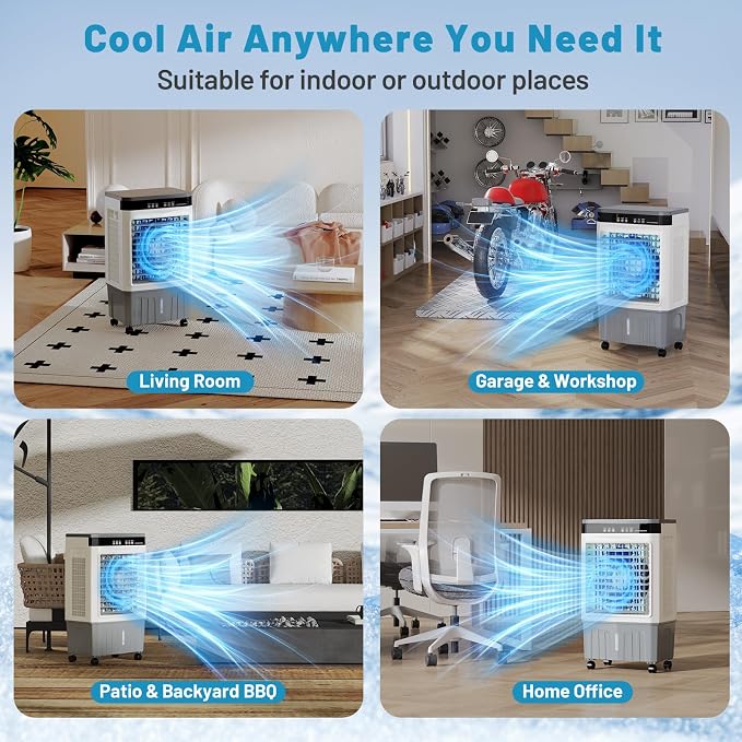 Auertech 8.2 Gal Swamp Cooler, 2800 CFM Windowless Portable Air Conditioner - Image 9