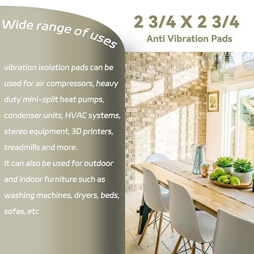 U Rubber Isolator Pads 2 3/4 X 2 3/4 Air Conditioner Shock Pad Anti Vibration - Image 2