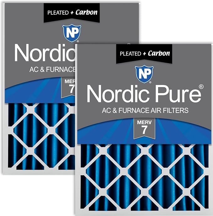 Nordic Pure 20x20x4 Pleated Air Filters MERV 7 Plus Carbon 2 Pack by NordicPure