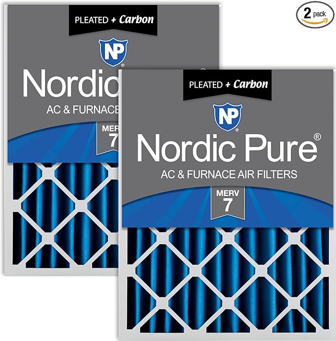 Nordic Pure 18x24x4 Pleated Air Filters MERV 7 Plus Carbon 2 Pack by NordicPure