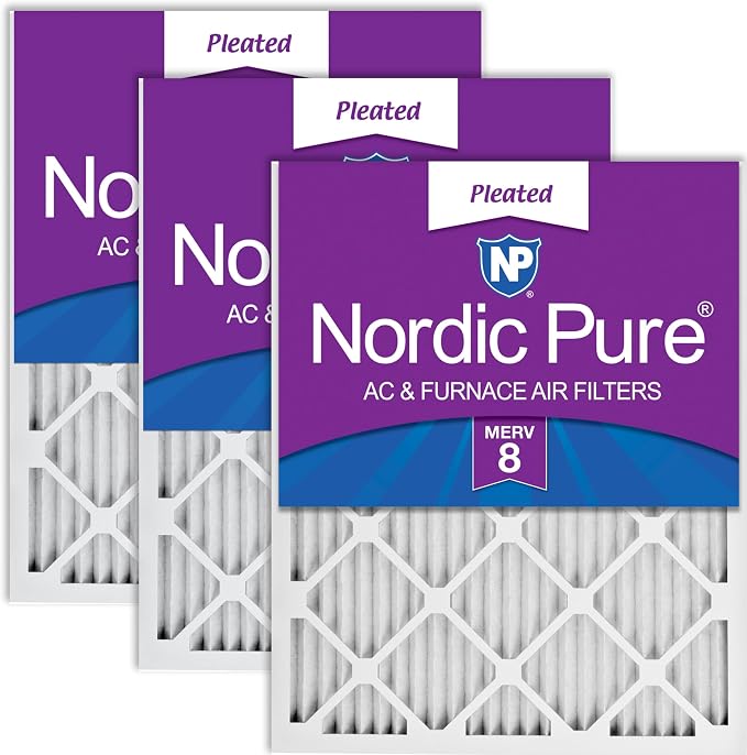 Nordic Pure 16x25x1 Pleated MERV 8 Air Filters 3 Pack by NordicPure