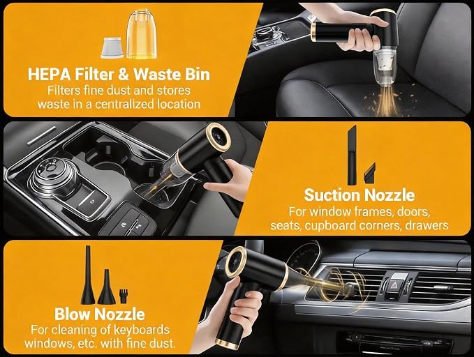 Cozylady Handheld Car Vacuum Portable Cordless, High Power 4 in 1 Vacuum - Image 2