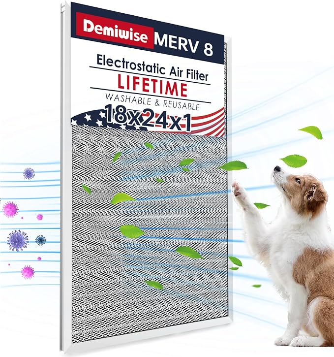 18x24x1 Air Filter, Washable & Reusable Aluminum AC/HVAC Furnace Electrostatic by Demiwise